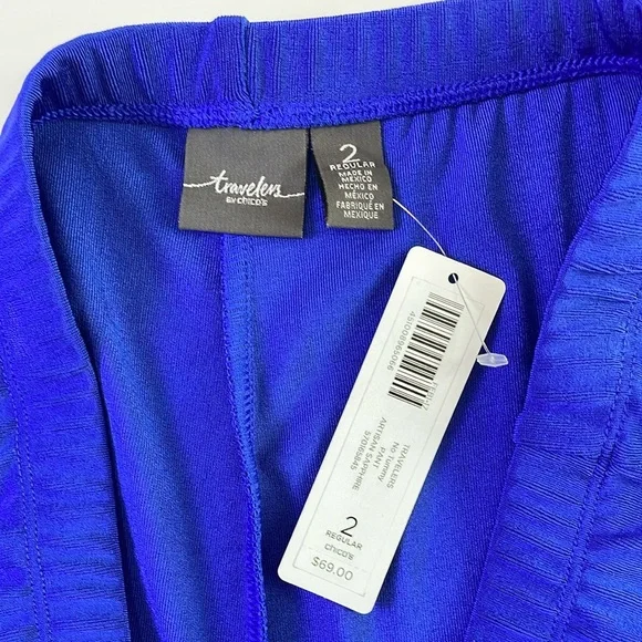 NWT Chico’s Travelers Elastic Waistband Pull On Pants Size L Royal Blue Straight - Picture 7 of 16